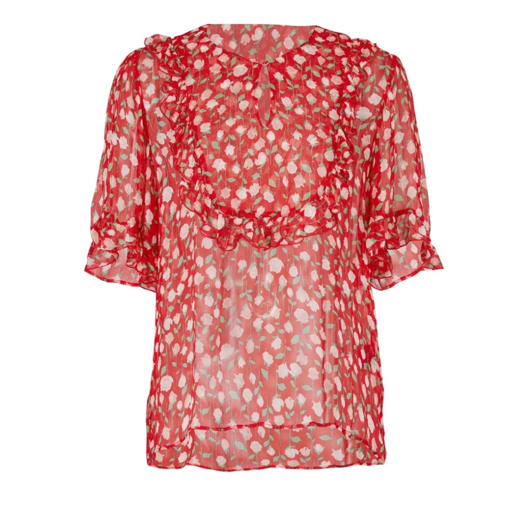 The Kooples Sheer Rosa Print Top